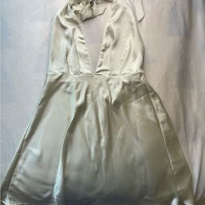 zara sage green halter top dress